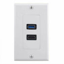 1x 2Port HDMI+USB 3.0 Female Wall Face Plate Panel Outlet Socket Extender W Z5S5