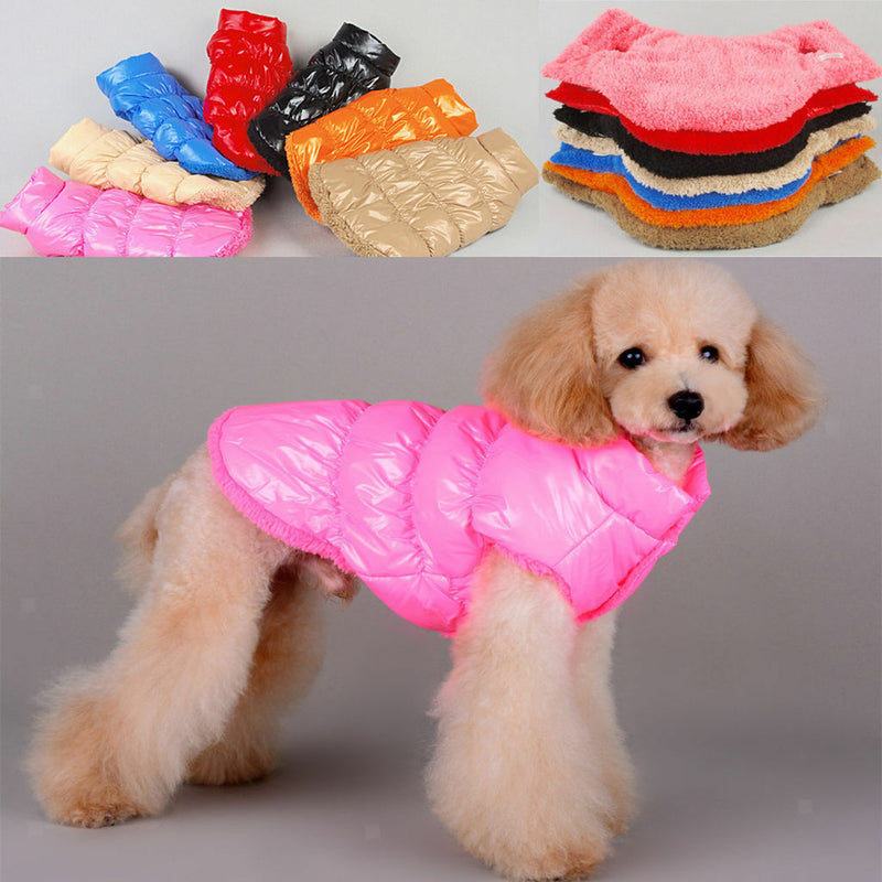 Pet Dog Puppy Cat Warm Winter Coat Down Jacket Vest Clothes Apparel Beige S