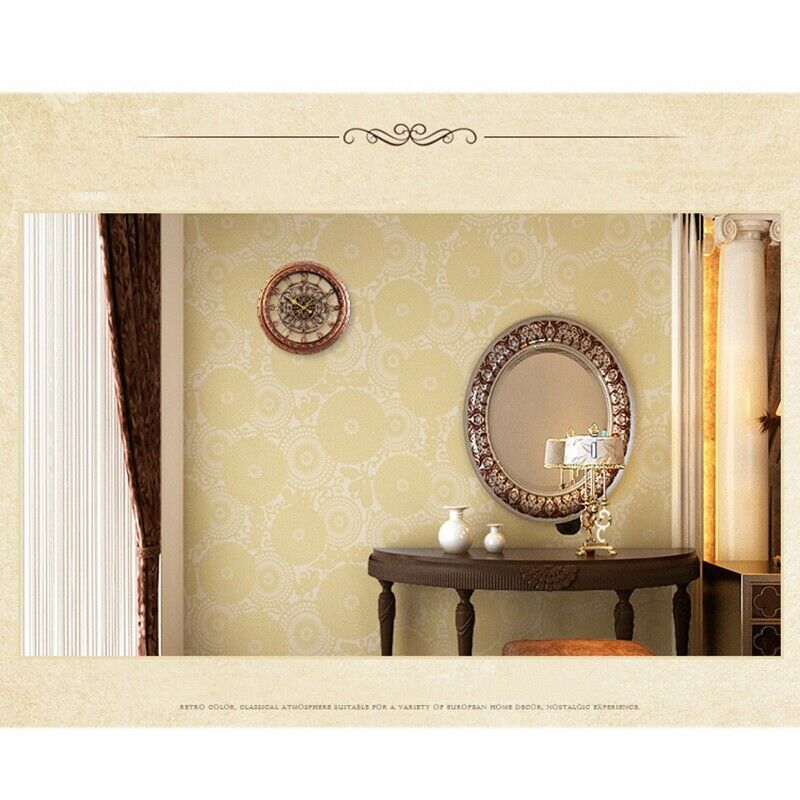 European Style Retro Creative Wall Clock Quartz Clock Round Plastic Fashion H3N3