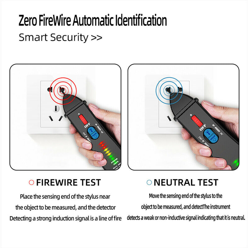 Dual Modes Non Contact Voltage Tester Pen 12V 1000V AC With Flashlight Socket