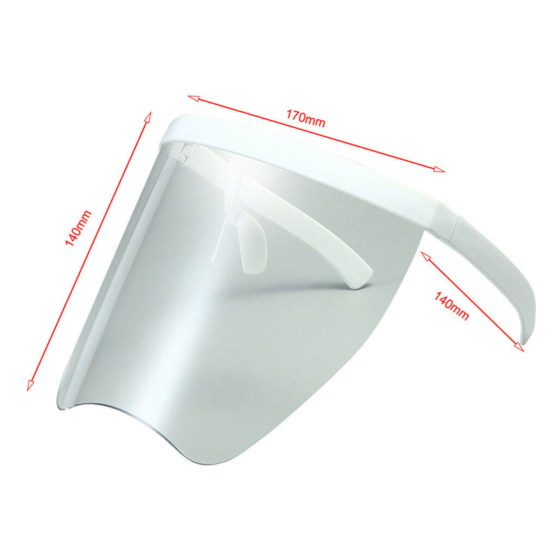 Large Full Face Shield Goggles Clear Lens Sunglasses Flat Top Wrap Visor White
