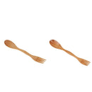 2pcs Multiuse Camping Wood Spork Fork Spoon Backpack Cutlery 2 in 1 Utensils