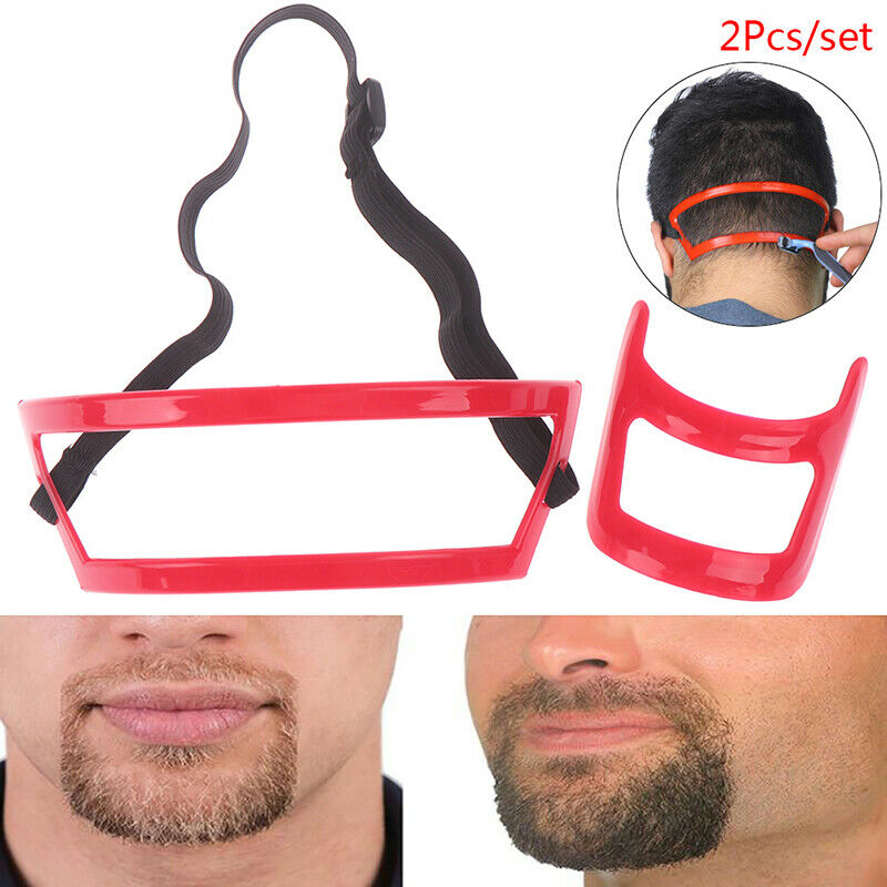 2Pcs Neck Hair Line Guide Neckline Haircut Shave Shaping Template Beard Trimmin-