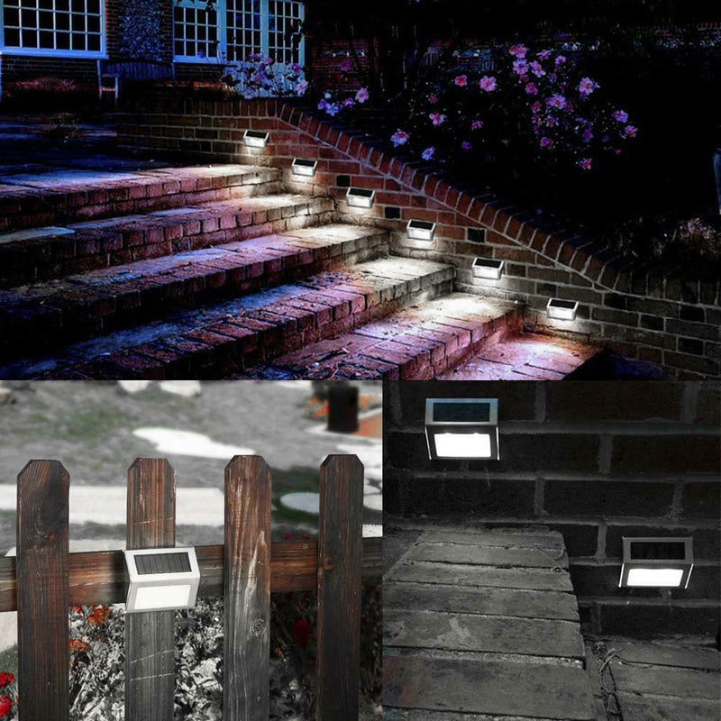 4pcs Stainless Steel 6LED Solar Stair Light Outdoor Garden Path Street Lamp A
