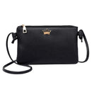 Women PU Leather Crown Shoulder Bags Zipper Casual Crossbody Bags/Black