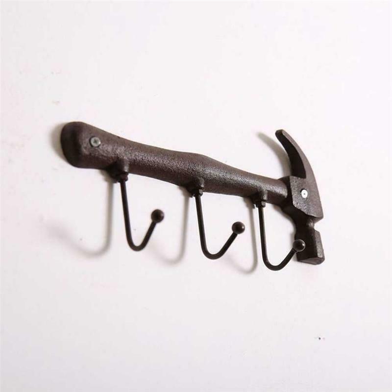 Wall Hook Archaistic Hammer Shape Hanger American Industrial Style Rack 3 H Z8U5