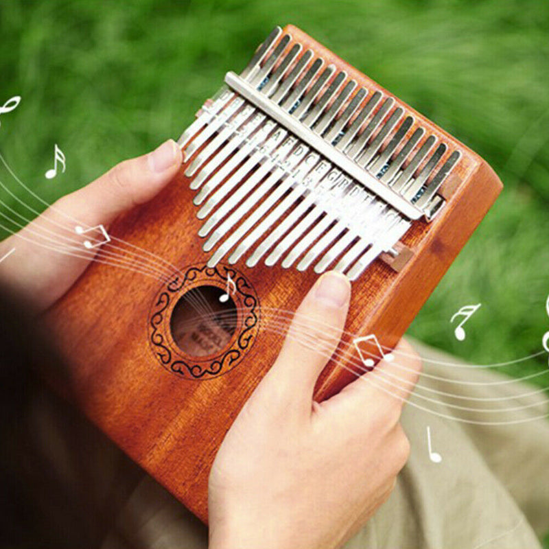 Thumb Finger Piano African Sanza Mbira 17-Key Mahogany Wood Kalimba for Beginner