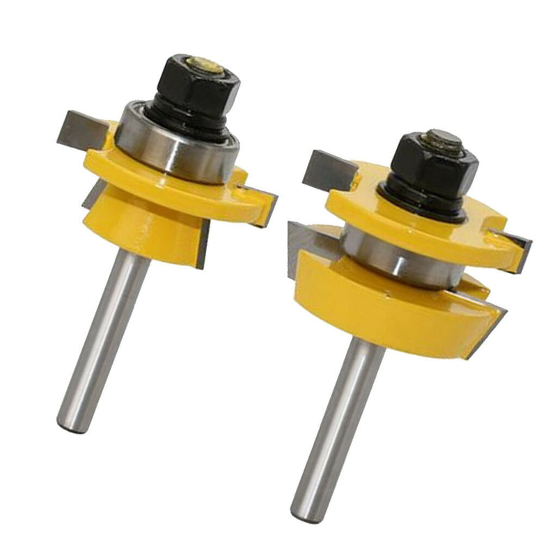 2pcs 1/4'' Shank Tongue and Groove Router Bit Set Durable Rotary Power Tools