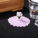 Silicone Cup Lid Transparent Heat-resistant Dustproof Reusable (Money Cat) A