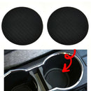 2x New Black Car Auto Water Cup Slot Non-Slip Carbon Fiber Look Mat Accessories