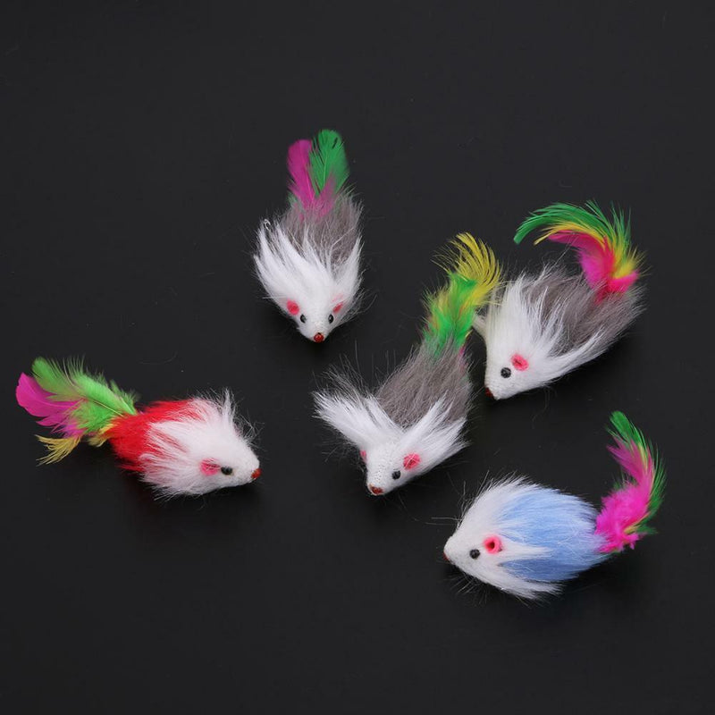 2Pcs/lot Dog Cat Toys Soft Plush Mouse Colorful Feather Pet Playing Toys Hot New