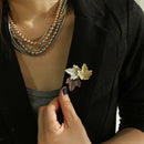 Classic Tricolor Maple Leaf Retro Brooch Pin Lapel Party Wedding Corsage