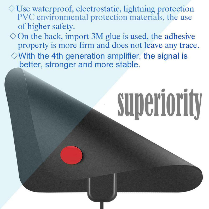 Digital TV Antenna VHF UHF Aerial with Amplifier 80 Miles DVB-T/T2 Receiver
