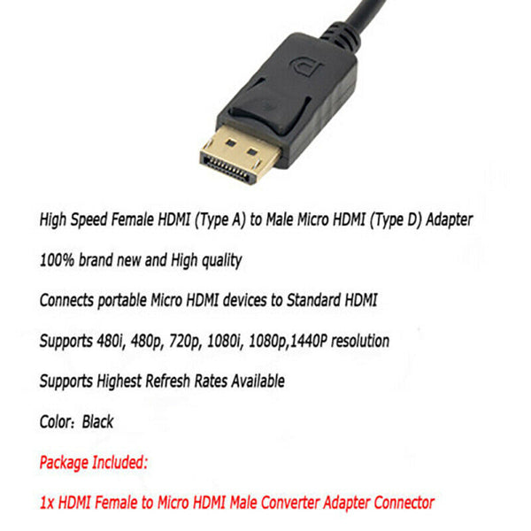DisplayPort DP Male to HDMI Female Adapter Display Port Converter Cable P CTP