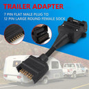 Trailer Adapter Connector 12 Pin Flat Female Socket to 7 Pin Flat Male Plug