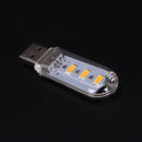 2x Portable Keychain USB Power 3 LED Night Light Camping Lamp Torch Warm Whit JR