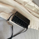 Women Crocodile Leather Shoulder Bag Solid Small Messenger Handbag (Black) A