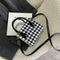 Retro Plaid Shoulder Crossbody Bag Women PU Portable Totes Handbags (Black)
