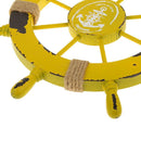 Wood Anchor Boat Ship Wheel Wall Plaque Nautical Beach Tropical Decor Yellow