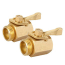 Heavy Duty 3/4 Inch Brass Shut Off Valve Garden Hose Connector (2 Pack), Br