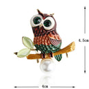 Enamel Crystal Rhinestone Owl Animal Collar Brooch Pins Women Jewelry Gift FT