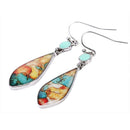 Long Opal Turquoise Dangle Drop Earrings Ear Studs Hook Earrings Women Jewelry F
