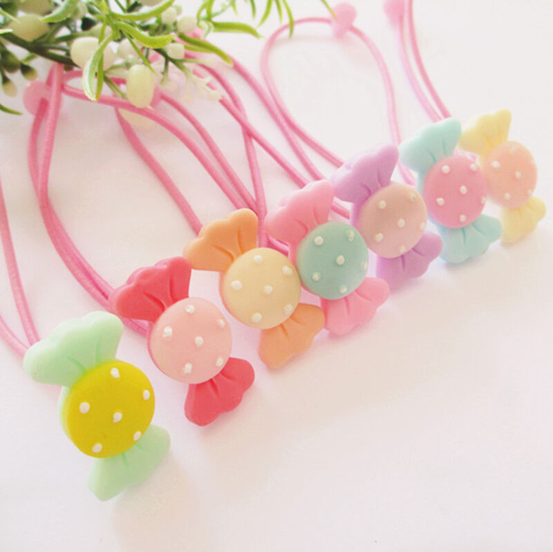 10X Children Girl Elastic Candy Head Hair Circle Hair Rope Ponytail Holder J,a