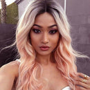 Long Curly Hair In The Shape Of A Gradient Pink Party Wig