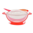 Temperature Sensing Baby Suction Cup Bowl Training Bowl Spoon Set (Pink) A