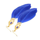 Charming Women Girls Sapphire Blue 3-Piece Feathers Drop Pendant Earrings