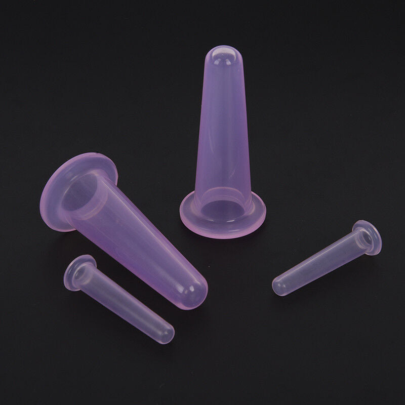 5X/Set Silicone Face Cupping Cups Vacuum Cans Eye Back Massage+Cleansing Brush F