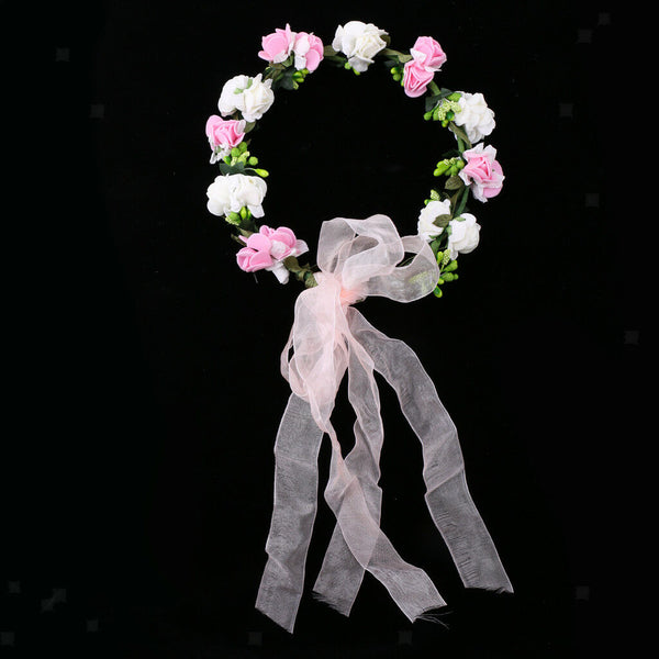 Wreath Flower Artificial Flowers Hair Band Floral Bridal Wedding Hairband