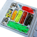35pcs Soft Worm Fishing Baits Set Simulation Lures Kit+ 10 PCS Jig Head Hooks
