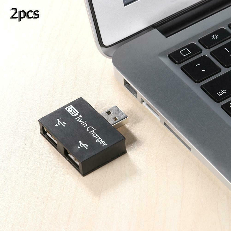 2pcs USB2.0 Male to Female Charger Dual 2 Port USB Splitter Hub Adapter