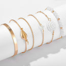 6pcs Retro Shell Flower Bracelet Slice Bangles Women Jewelry Gift (Style 5) A