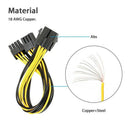 (5-pack) PCI-E 8-pin to 2x 6+2-pin Power Splitter Cable PCIE PCI Express 5X K9I9