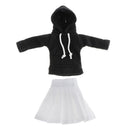 Cute Costume Black Hoodie & White Pleated Skirt for 1/6  Outfits Accs