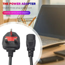 1.8m 3-Prong AC Power Cord Cable UK Plug 10A 110-220V for Laptop PC Adapter