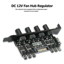 12V Computer Case Fan Hub Regulator 8 Way 4 Knob SATA/3Pin Speed Controller A
