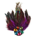 Purple Peacock Feather Crystal Rhinestone Corsage Pin Hair Clip Fascinator