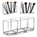 3 Slot Makeup Brush Holder OrganizerClear Acrylic Cosmetic Case Brushes B0O1