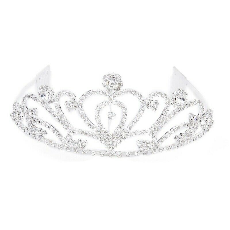 Fashion Wedding Party Bride Crown Rhinestones Headband with Comb Tiara Whit X2J4