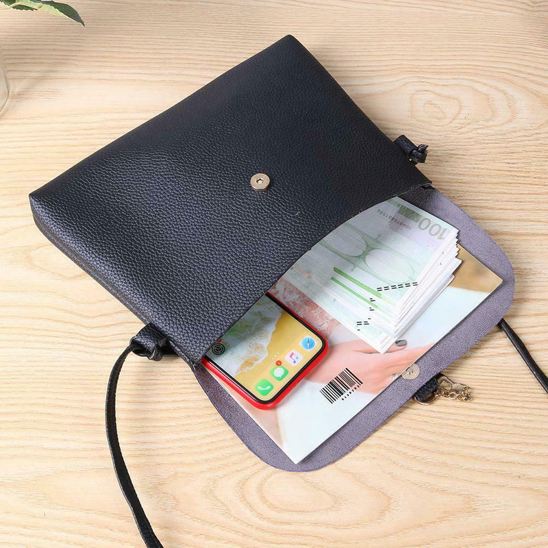 Simple Pure Color Deer Pendant Shoulder Handbag Women Crossbody Bag (Black)