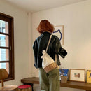 Spring Korean-Version Drawstring Bag Rattan Bag Straw Bag Double Shoulder B