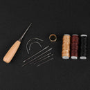 12pcs Hand Sewing Needles Waxed Thread Awl Thimble DIY Leather Repair Tool