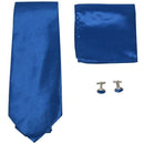 Wedding Party,Evening Mens Woven Silk Tie, Hanky & Cufflinks Set -Royal blu
