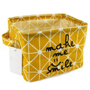 Small Linen Fabric Foldable Organizer Storage Basket with Handle, Collapsib