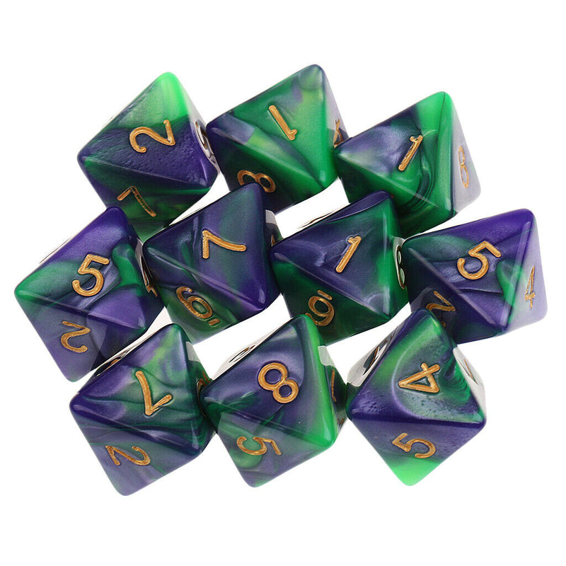 10pcs 8 Sided Dice D8 Polyhedral Dice for Dungeons and Dragons Table Games Green