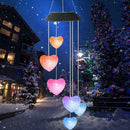 6LED Colorful Love Heart Wind Chime Lamp Solar Powered Garden Hanging Lamp