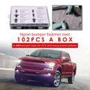 102pcs Nylon Bumper Push Fasteners Rivets Door Trim Panel Fender Side Skirt Clip